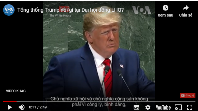 Giới lãnh đạo VN hoang mang trước phát biểu lên án CNXH của TT Trump