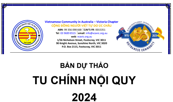 Cộng Đồng Người Việt Tự Do VIC và Dự Thảo Tu Chính NỘI QUY 2024